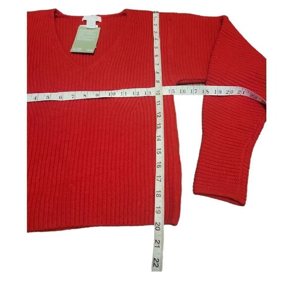 Nwt H&M Red DOLMAN SLEEVE Semi- Cropped V-neck Sweater S - Picture 10 of 11